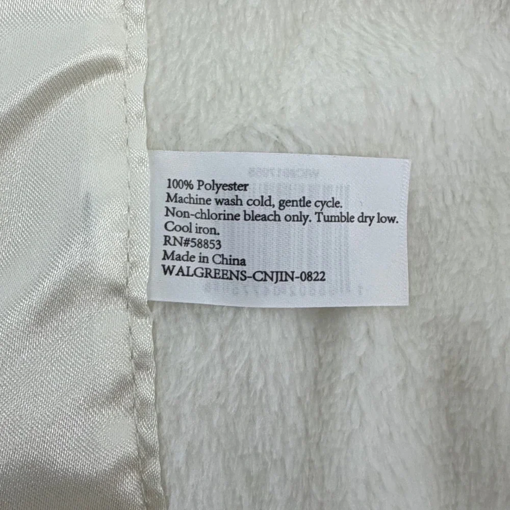 Walgreens Plush Baby Security Blanket Satin Trim Cream Ivory 36x40 Vintage Rare